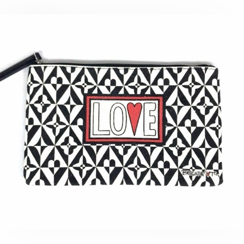 Authentic BRIGHTON Black and White LOVE jewelry/makeup bag NWOT - Picture 8 of 10